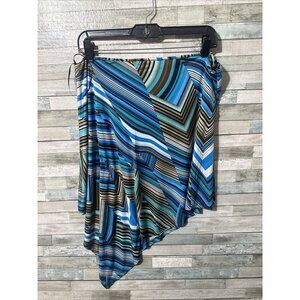 Women’s Cache Asymmetrical Off Shoulder Top Blue Brown Size XL